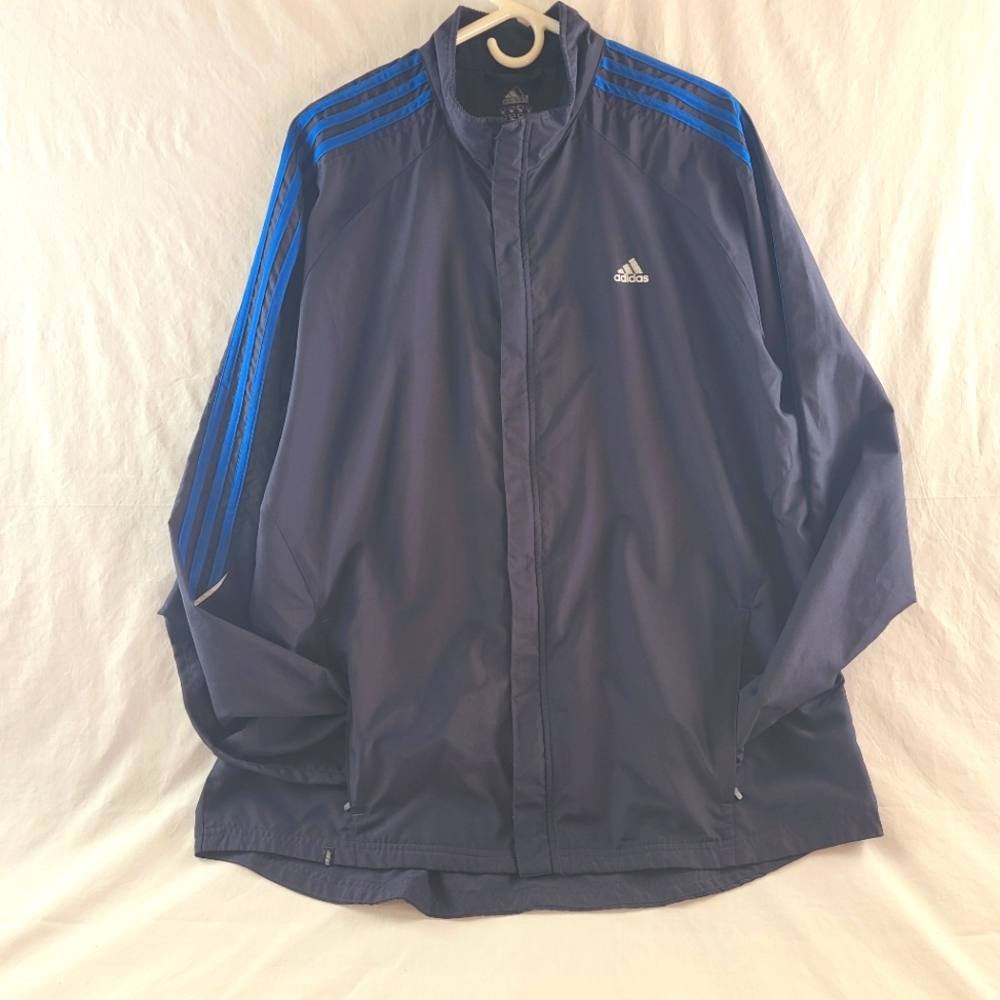 Adidas Men's Size XL Full Zip Windbreaker Jacket Navy Blue